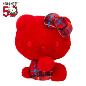 Hello Kitty 50th Anniv. Plush Mascot (Red Tartan) Plush Japan Original   