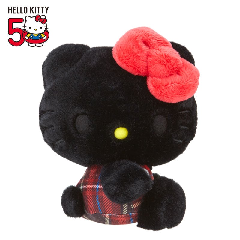 Hello Kitty 50th Anniv. Plush Mascot (Black Tartan) Plush Japan Original   