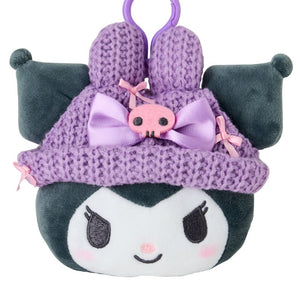 Kuromi Cozy Cap Mascot Clip Pouch Accessory Japan Original   