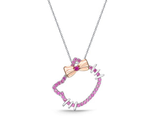 Hello Kitty Pink Sapphire Necklace Jewelry Chow Tai Fook   