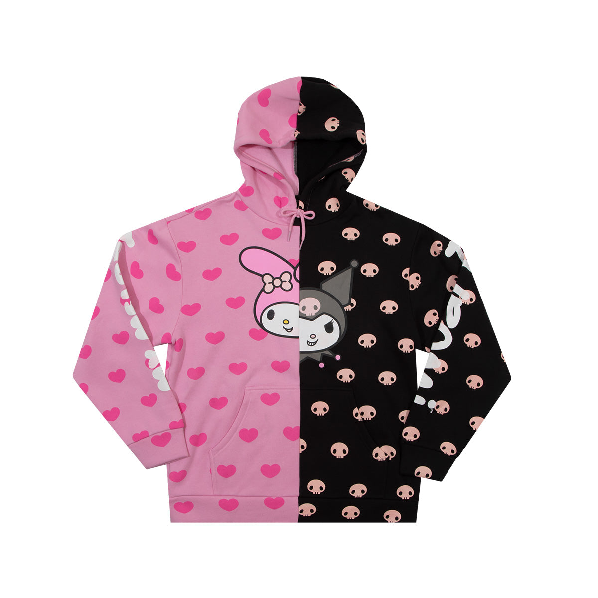 My Melody &amp; Kuromi Split Pullover Hoodie Apparel BIOWORLD   