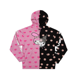 My Melody & Kuromi Split Pullover Hoodie Apparel BIOWORLD   