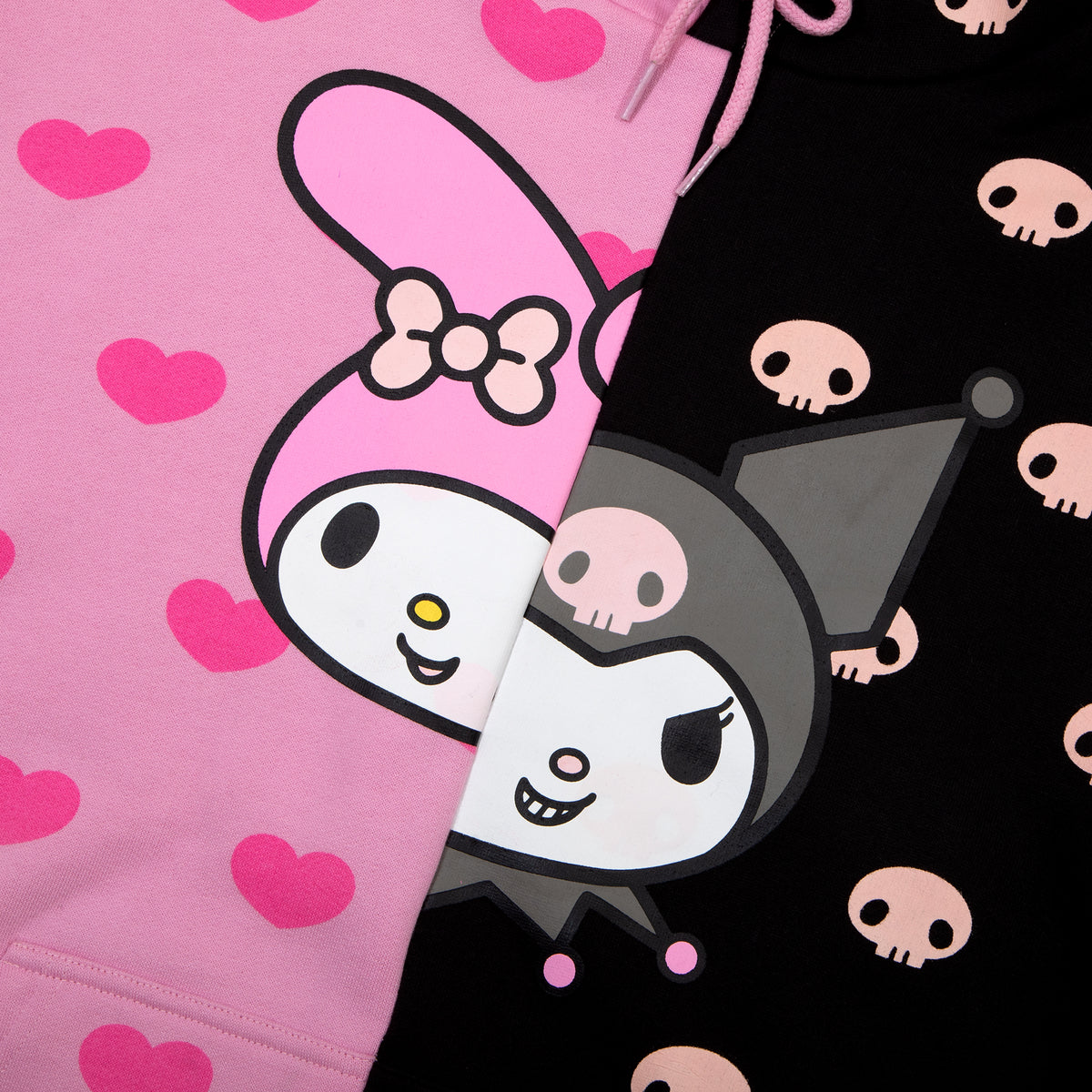 My Melody &amp; Kuromi Split Pullover Hoodie Apparel BIOWORLD   