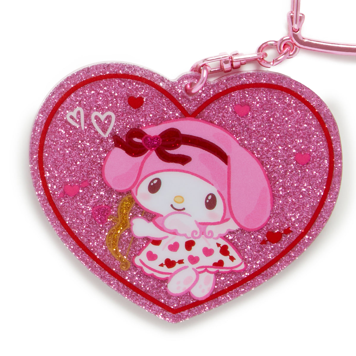 Kuromi Glitter Heart Keychain (Cupid Series)