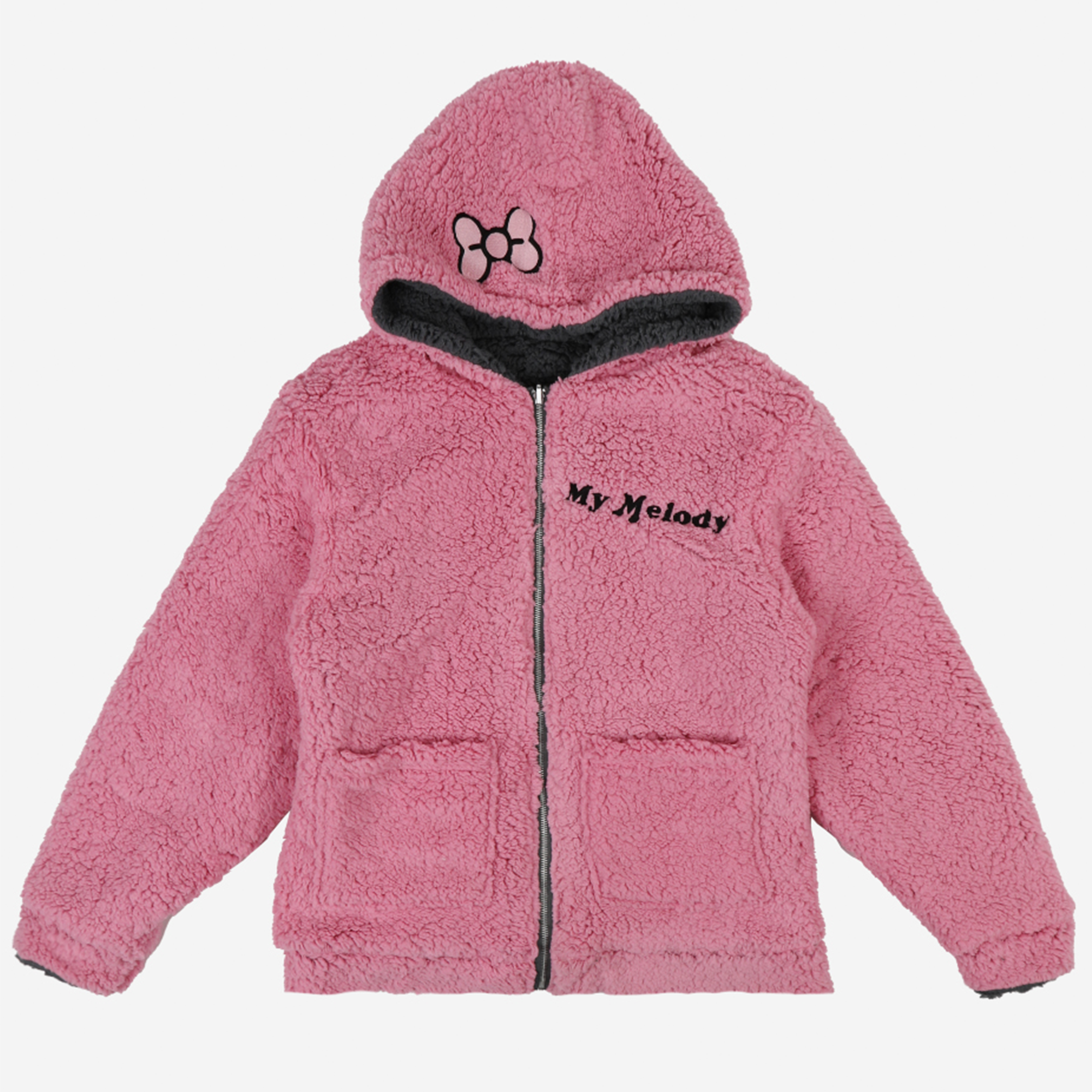 Kuromi & My Melody x Dumbgood Reversible Sherpa Zip Hoodie Apparel BIOWORLD   