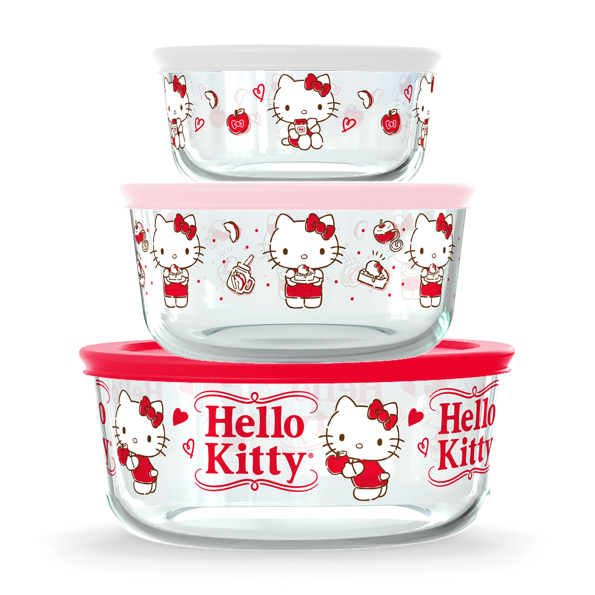 Pyrex Hello Kitty Round Glass Storage Container with Pink Lid - 1 Each